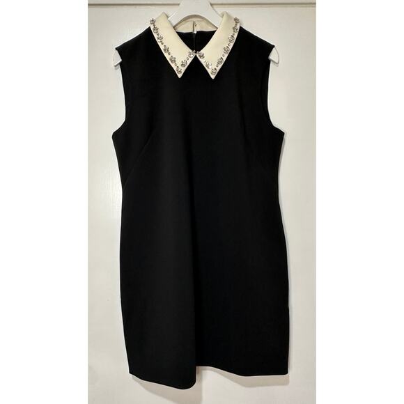 J. Crew Embellished Collared Shift Dress Black Stretch Crepe Black Size 12 NWT - Picture 2 of 15